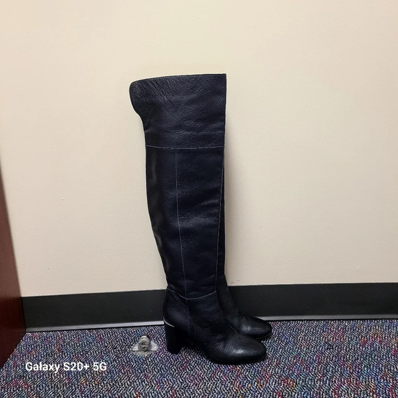 Lewit Renata Black Leather Over the Knee Boots Block Heel 40 EU $395 - Picture 3 of 7